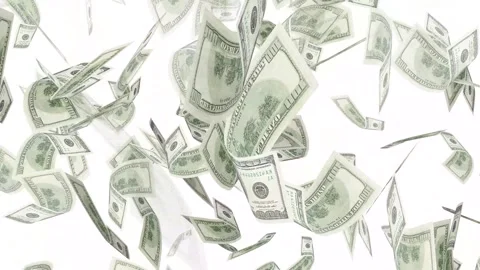 3d dollars bills exploding to down failing animation on transparent background Stock Footage 316721060