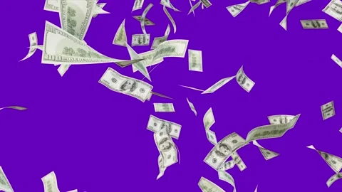 3d dollars bills exploding to down failing animation on transparent background Stock Footage 316721225
