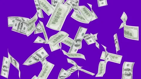 3d dollars bills exploding to down failing animation on transparent background Stock Footage 316721303