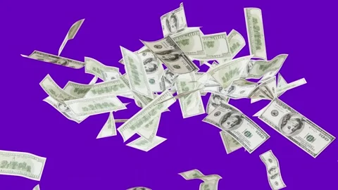 3d dollars bills exploding to down failing animation on transparent background Stock Footage 316721400