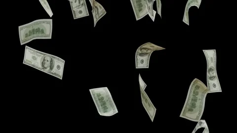 3D dollars note falling down animation video. Money Raining for transparen Video stock 312347183