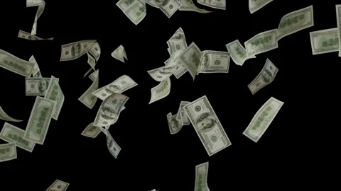 3D dollars note falling down animation video. Money Raining for transparen Stock Footage 312347197