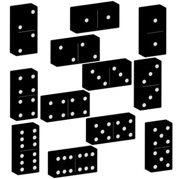 3D domino black set vector illustration on white background Stock Illustration