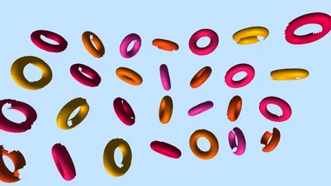 3D donuts neon grid pulse abstract motion graphic Stock Footage 342080771