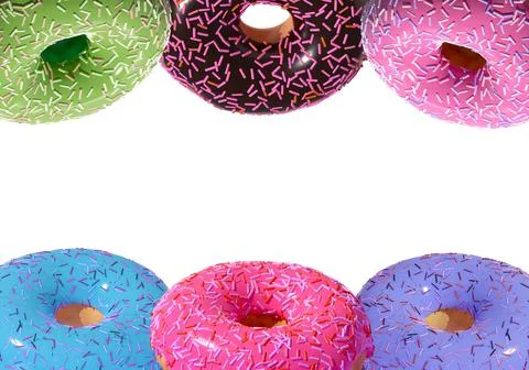 3D donuts on a white background is a realistic sweet dessert with a top. 3D Stock Illustration