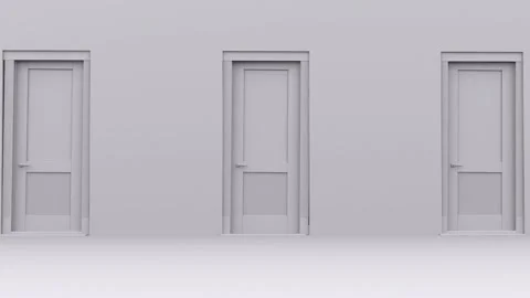 3D Door Open in grey Stock Footage 252051022