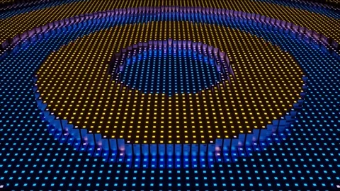 3D Dot Ring Pattern – Futuristic Geometric Light Animation Stock Footage 303132229