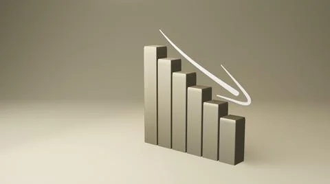 3d down graph with arrow Stock Illustration