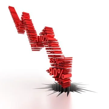 3d downward arrow formed by numbers 库存插图