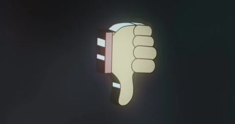 3D downward pointing thumb, symbol of failure, dissatisfaction Stock Footage 313867368