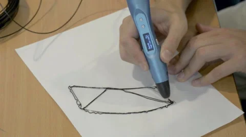 3D drawing pen close-up, three-dimensional printing Stock Footage 67608772