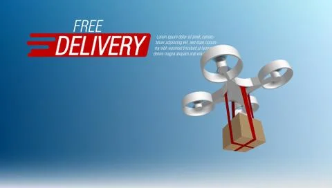 3D Drone Delivering A Package Autonomous Logistics 库存插图