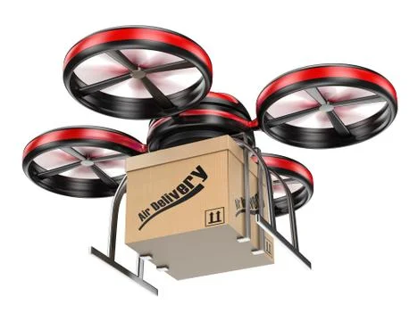 3d drone delivering a package Stock Illustration