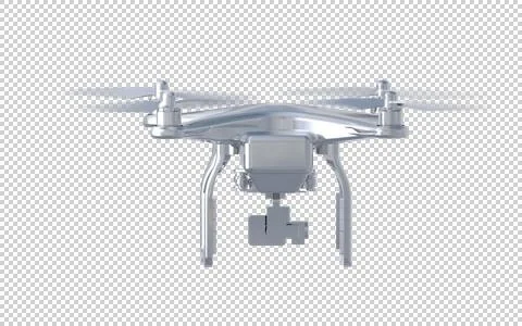 3D Drone Dron Silver No BG Illustrazione stock