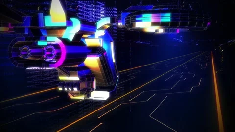 3D Drone from the Future is Slowly Gliding Through the Wind. Digital Reality. Stock Footage 150240951