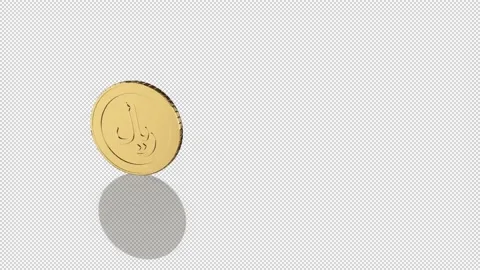3D Drop Falling Saudi Arabia Riyal Coins with Alpha Channel Видео 220484182