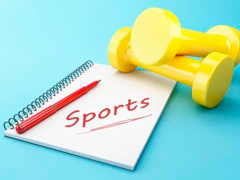 3D Dumbbells with a notepad. Healthy concept. Stock Illustration