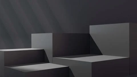 3D Dynamic dark black stage presentation background with clean geometric shapes Stockbeeldmateriaal 318611039