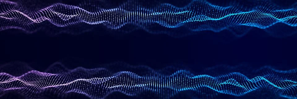 3d dynamic double digital wave. Smart technology wave. Flow digital structu.. Stock Illustration