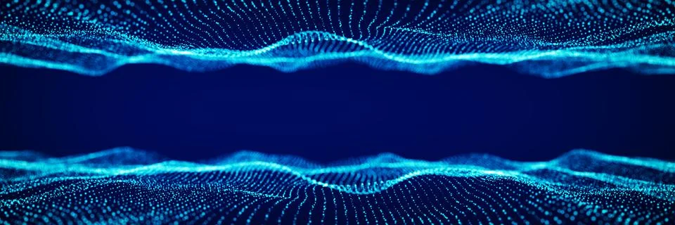 3d dynamic double digital wave. Smart technology wave. Flow digital structu.. Stock Illustration