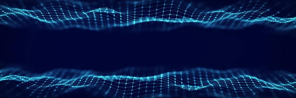 3d dynamic double digital wave. Smart technology wave. Flow digital structure Stock Illustration