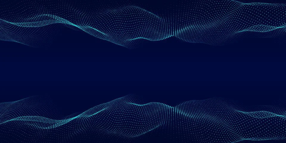 3d dynamic double digital wave. Smart technology wave. Flow digital structure Stock Illustration