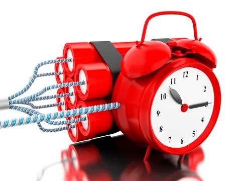 3d Dynamite bomb with clock timer Stock Illustration
