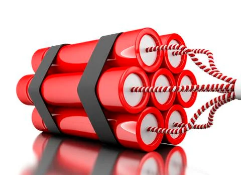 3d Dynamited bomb on white background Stock Illustration
