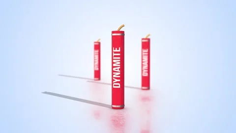 3D Dynamites on a Reflective Floor. Explosive Assets 3D Animation. Military. 4K Stock Footage 291539203