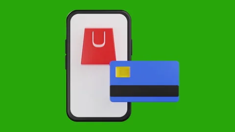 3D E-commerce Online Shopping with Phone and Credit Card Animation Stock Footage 311797329