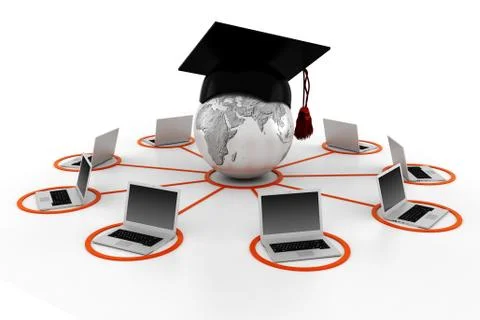 3d e-learning concept Illustrazione stock