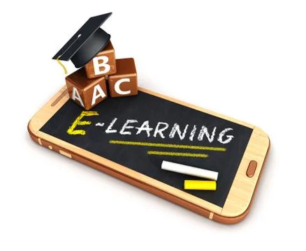 3d e-learning smartphone concept Stock Illustration