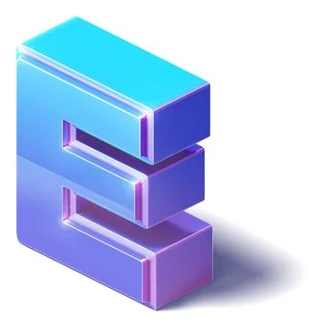 A 3D E Letter isometric Alphabet illustration isolated on a white background Stock Illustration