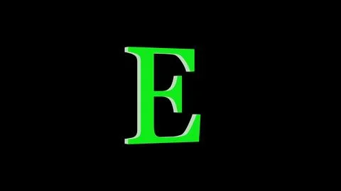 3d E letter logo loopable green color black background Stock Illustration