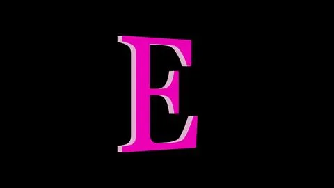3d E letter logo loopable pink color black background Stockillustratie