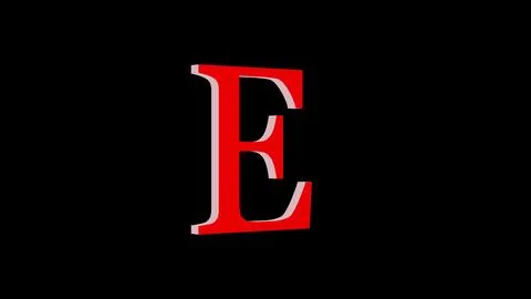3d E letter logo loopable red color black background Stock Illustration