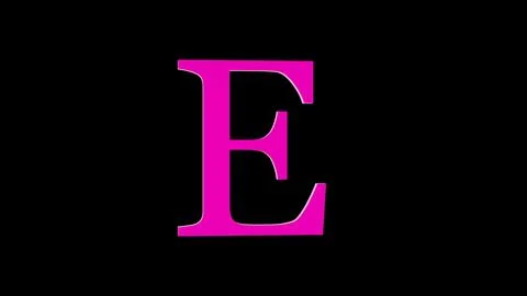 3d E letter logo loopable rotated pink color black background Stock Illustration