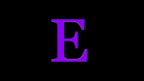 3d E letter logo loopable rotated purple color black background Illustrazione stock