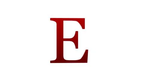 3d E letter logo loopable rotated red color white background Illustrazione stock