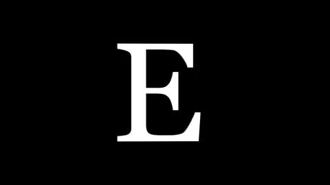 3d E letter logo loopable rotated white color black background 스톡 일러스트