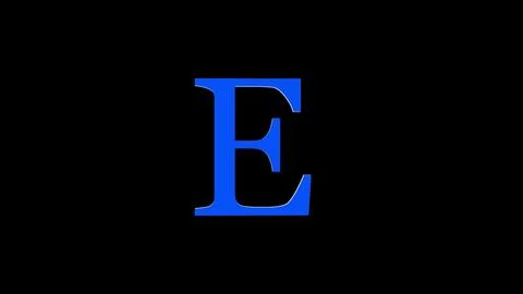 3d E letter logo loopable blue color black background Stock Photos