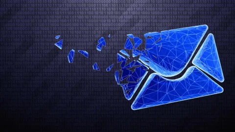 3D e-mail icon isolated on hi-tech binary background. Stock Footage 232607942
