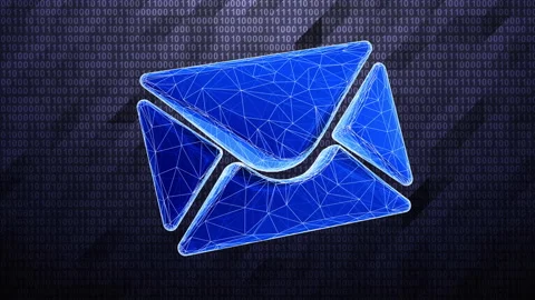 3D e-mail icon isolated on hi-tech binary background. Stock Footage 234701552