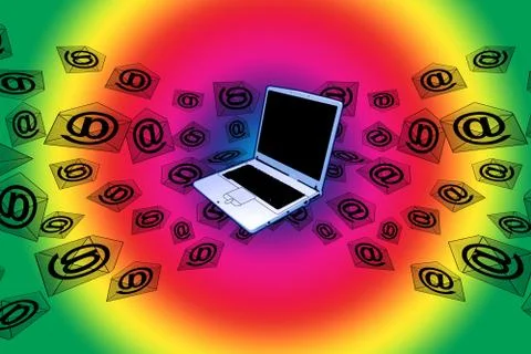 3d e-mail laptop rainbow Stock Illustration