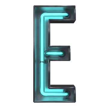 An 3d E neon letter illustration, isolated on a white background Stock Illustration