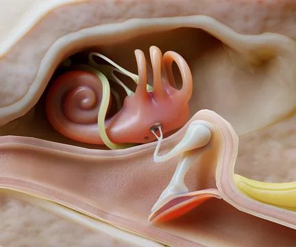 3D Ear Structure Anatomy Section Illustrazione stock