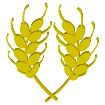 3D ears of barley isolated on white background. Stock Illustration