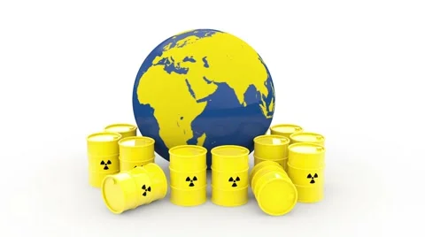 3d earth and nuclear waster barrels Stock Footage 65264465