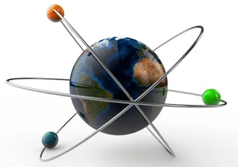 3d Earth in the atome on a white background Stock Illustration