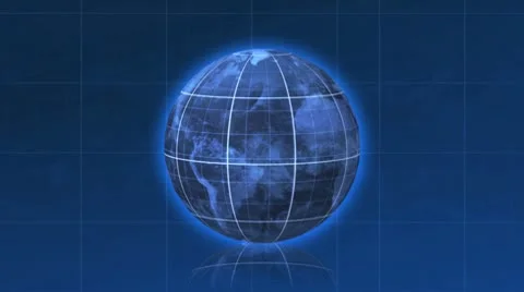 3D Earth Blue Grid Stock Footage 10587590